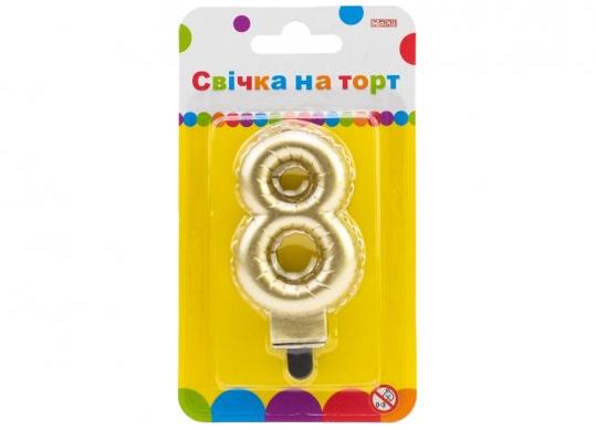 Lumanare-Cifra 8 Maxi aurie/2 parti 7.62cm MX622095G-8