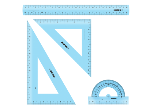 Rigle Set KORES (rigla 30cm/2echere/raportor) K42104