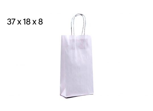 Punga hirtie alba 38.5*18*9 135gr, cu minere rasucite 37188-R