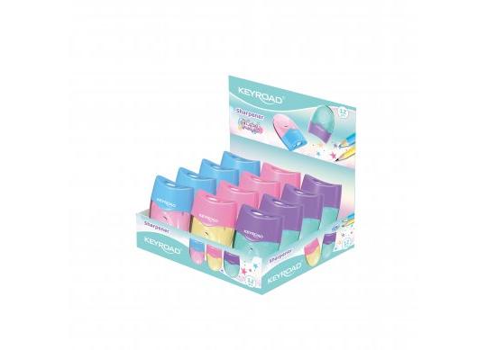 Ascutitoare Keyroad (2 lame) cu container Pastel KR972408