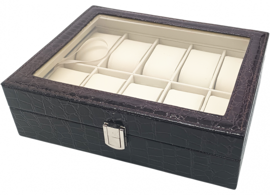 Suvenir cutie p/u ceasuri 10 neagra stralucitoare 243226