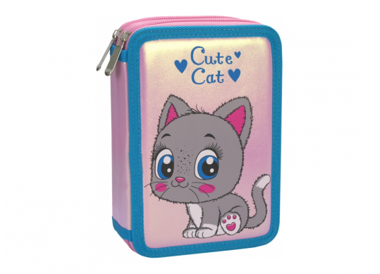 Penar 2 fermoare cu clapete Cute Cat (roz) CF87273