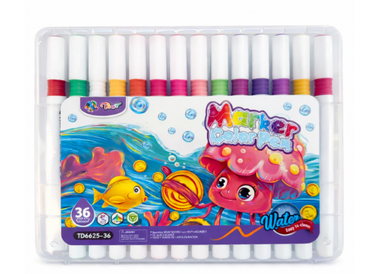 Carioci 36 culori 2 parti virf rotund/pensula ML16-4(cut.plast) TD6625-36