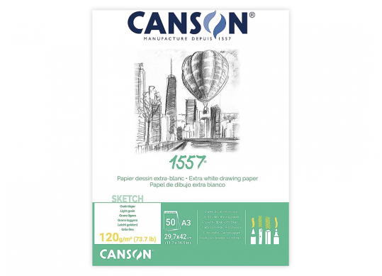 Hirtie bloc Canson 1557 JA 50foi A3 Croq 120gr C204127409