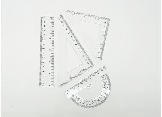 Rigle Set (rigla 15cm/2echere/raportor) transparent MLD7-4