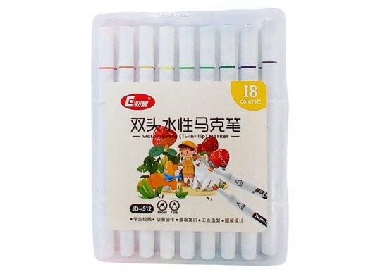 Carioci 18 culori 2 parti virf tesit/rotund ML49-5 (cut.plast) JD512-18