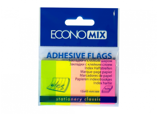 Notite autoadezive Economix 15x45mm/30foi (5culori) E20935