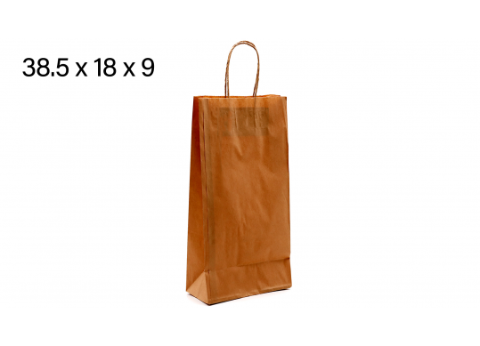 Punga hirtie craft 38.5*18*9, 100gr, cu minere rasucite 38189R