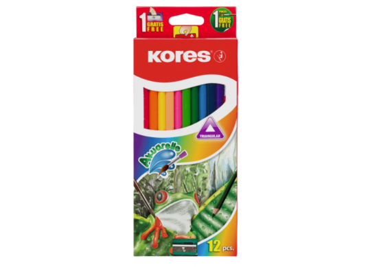 Creioane color Kores 12cul AKUARELLE (triunghi/+ascutitoare) K93812