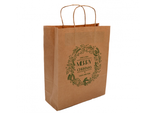 Punga hirtie craft 31*25*10 90gr, cu minere rasucite NY green 312510NY