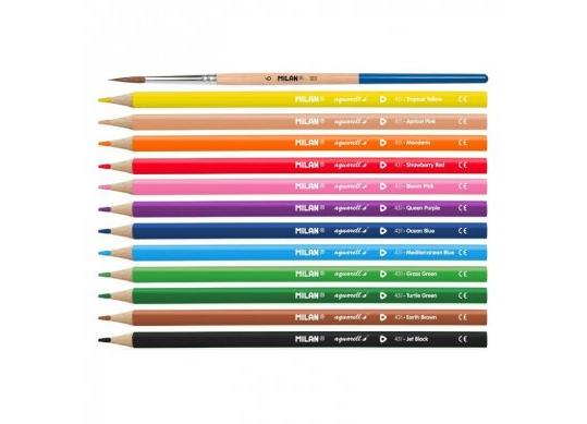 Creioane color Milan 12cul (acuarela+pensula) 0742312