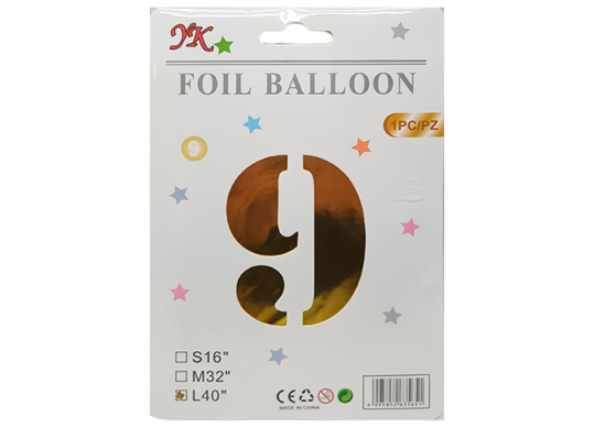 Balon folie Cifra 9 auriu 100cm 221959