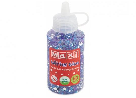 Lipici decor cu sclipici si confetti Maxi tub 60ml.albastru MX61750