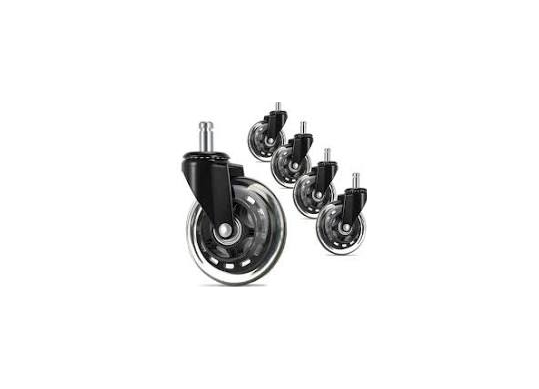 OFFICE CHAIR WHEEL Polyurethane, d.65mm, universal, 5pcs/set, bulk package, Black OFFICE.CHAIR.WHEEL