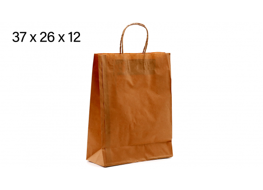 Punga hirtie craft 37*26*12, 80gr, cu minere rasucite 372612R