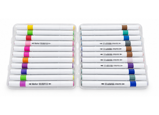 Carioci 24 culori 2 parti virf rotund/pensula ML16-3(cut.plast) TD6625-24