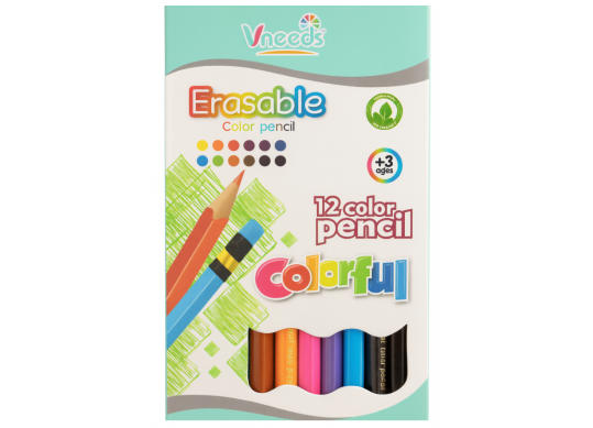 Creioane color 12 cul.Vneeds plast cu radiera (ML38-3) V.06.45