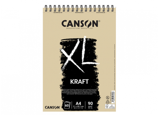 Hirtie bloc cu spira Canson xl Kraft 60foi A4 90gr C400039141