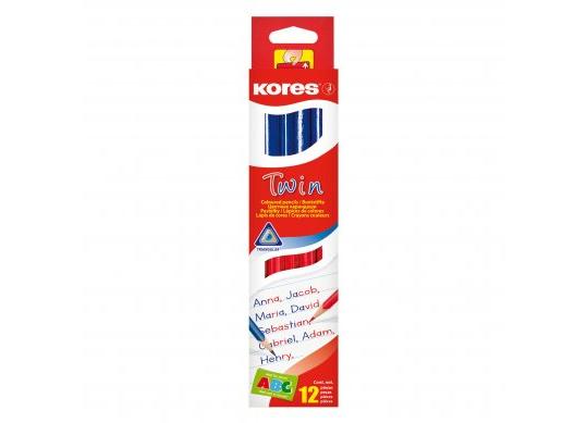 Creioane color Kores 2 parti (rosu+albastru) K94178