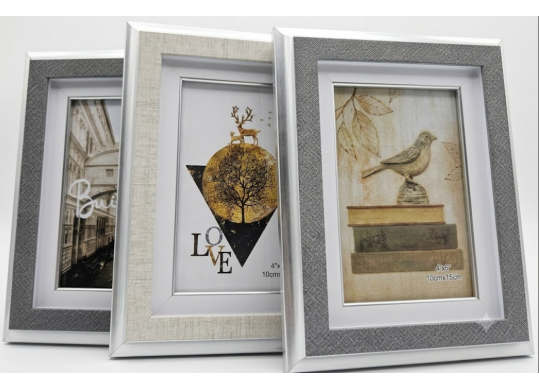 Rama foto 10x15cm (ML39-19) bej,gri,alb cu marg.argintiu cu suport 252397