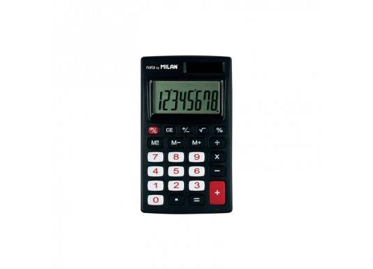 Calculator Milan 08 digiti de buzunar cu capac (negru) 150208KBL