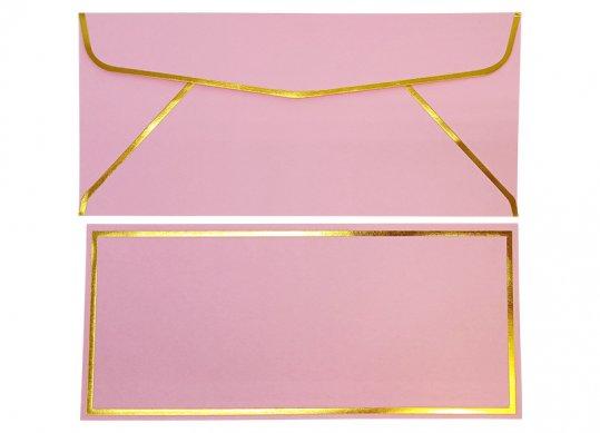 Plic DL 110x240mm 5buc+felicitare Roz pal dung.aurie ML48-2 7511-2R