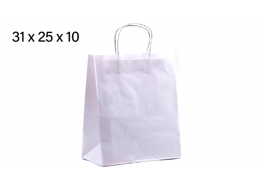Punga hirtie alba 31*25*10 80gr, cu minere rasucite 312510R