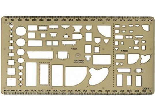 Rigla sablon Koh-i-Noor instalatii sanitare (1:50: 1:100) KH749270