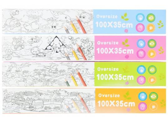 Set creativ plansa de colorat (ML8-2)100x35cm+5 carioci mini JJ23-01