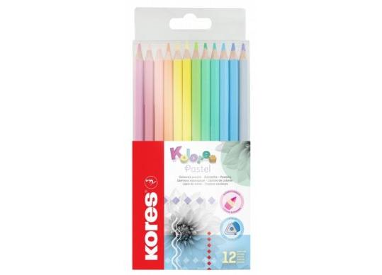 Creioane color Kores 12cul PASTEL (triunghiulare/3mm) K93311