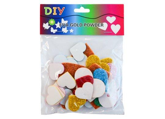 Accesorii Craft hirtie gumate Glitter/adezive Inima marimi mix 218812