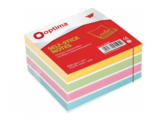 Notite autoadezive 75x75mm/400foi (4culori) pastel O25505
