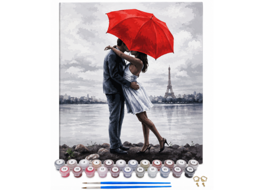 Tablou (30*40/cifre) Indragostiti sub umbrela (fara sasiu) KTL7168