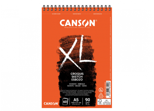 Hirtie bloc cu spira Canson xl 60foi A5 90 gr C200001869