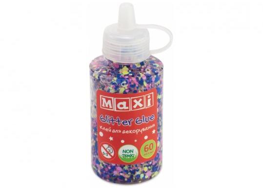 Lipici decor cu sclipici si confetti Maxi tub 60ml.albastru deschis MX61748