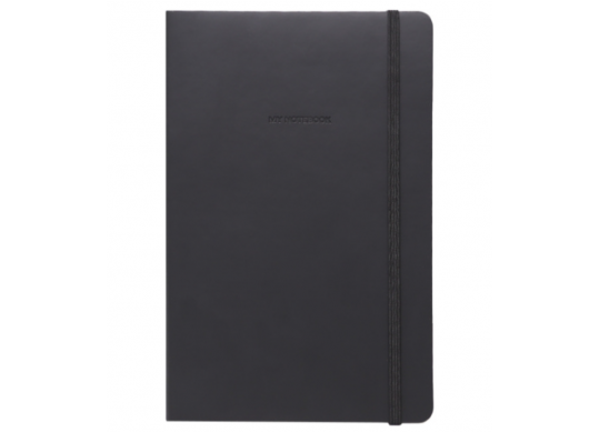 Agenda nedatata A5 96foi mate,coperta flexibila cu elastic Obsidian black ID2202