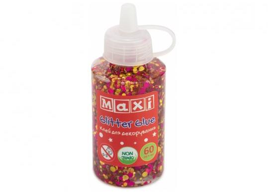 Lipici decor cu sclipici si confetti Maxi tub 60ml.rosu MX61749