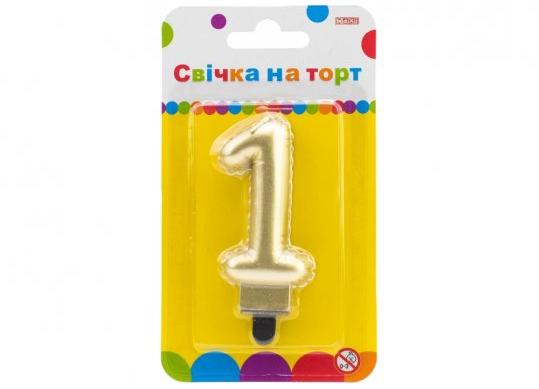 Lumanare-Cifra 1 Maxi aurie/2 parti 7.62cm MX622095G-1