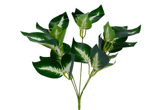 Planta artificiala decorativa 35cm frunze verzi linii albe FY-519