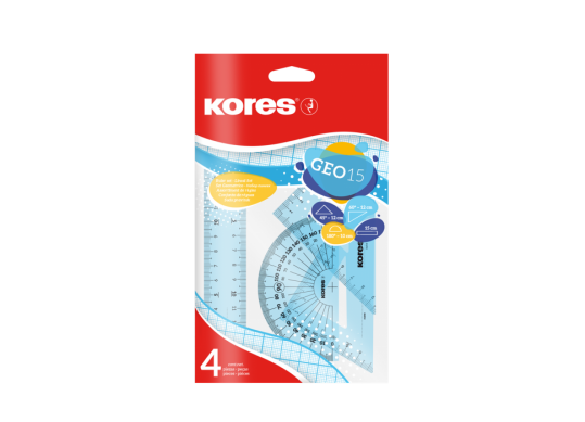 Rigle Set KORES (rigla 15cm/2echere/raportor) K42103
