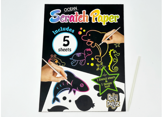 Set creativ Scratch (5 foi negre p/u razuire+sablon)25*18cm GA2190