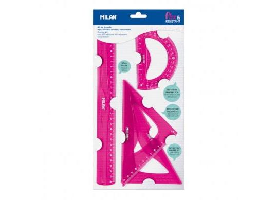 Rigle Set Milan Flex roz(rigla 30cm/2echere/raportor) 359801P