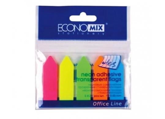 Notite autoadezive Economix 12x45mm/125foi (plastic/5culori) sageata E20946
