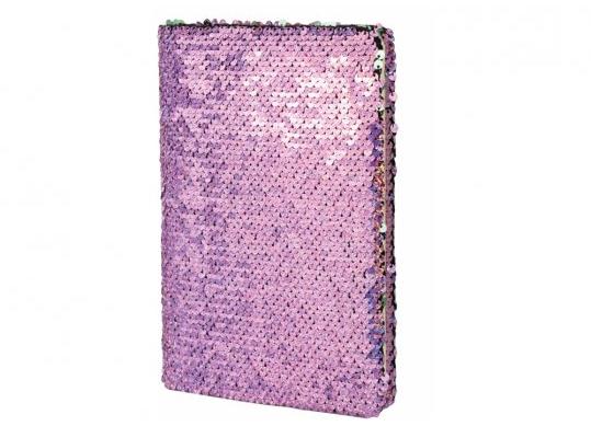 Carnet A5 80 foi coperta cu paiete, cu fermoar hirtie crem, linie MX26276