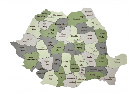 Harta ROMANIEI (PUZZLE cu magneti) LEMN (500x350) HM002-3