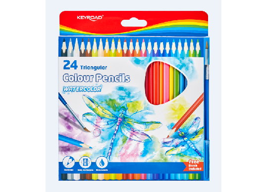Creioane color Keyroad 24 culori Acuarela+pensula KR972680