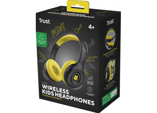 Casti Trust NOUNA Wireless Kids Bluetooth, Black, up to 15 hours of playtime, acti 25405