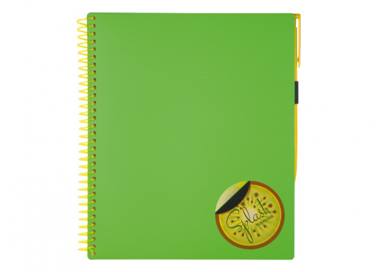 Carnet B5 120foi + pix Splash verde lime cu spira O20840-13