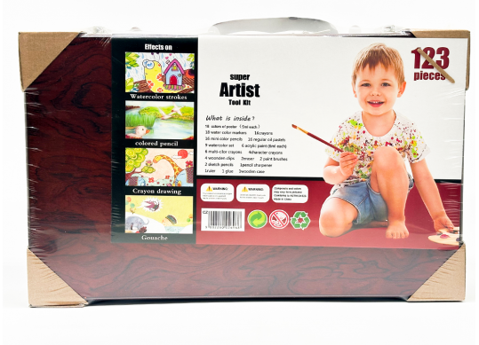 Set creatie 123pcs.(ML2-4)(carioci,acuarela,creioane)Valiza lemn (ML2-4) 026968