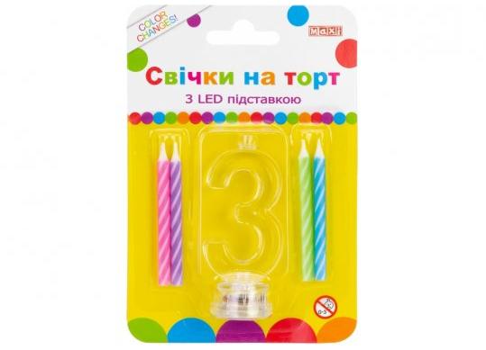 Lumanare-Cifra 3 Maxi set 4 buc LED MX701007-3